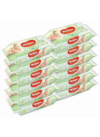 اشتري Huggies Baby Wipes Natural Care with Aloe Vera, 56 Count, Pack of 12, Total 672 Wipes في الامارات