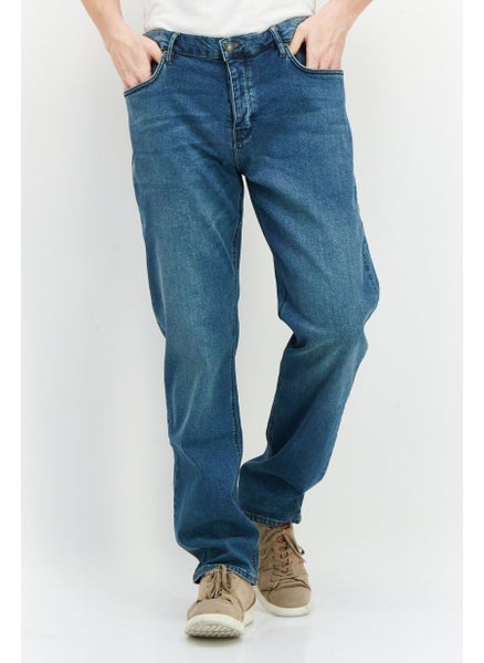 اشتري Men Regular Fit Mid Waist Stretchable Denim, Blue في الامارات