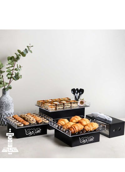 Buy Black color buffet tables package It comes with an Arabic phrase in Saudi Arabia