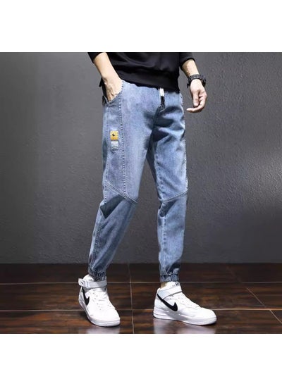 Buy Autumn Mens Casual Loose Denim Jeans Blue in Saudi Arabia