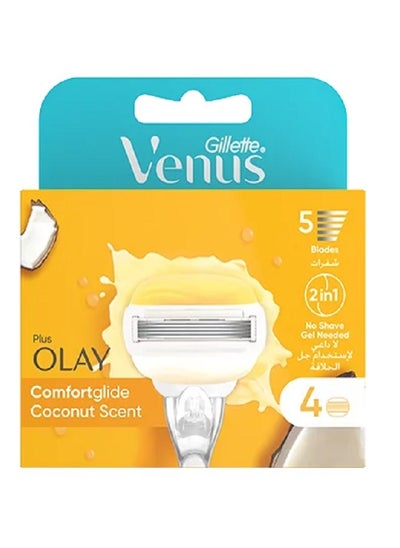 Buy Venus Comfort Glide Coconut Razor Blade With Olay For Women 4 Pieces in Egypt