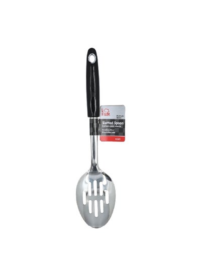 Buy Stainless Steel Dishwasher Safe Slotted Spoon Silver and Black 12 Inch 12531 in Saudi Arabia