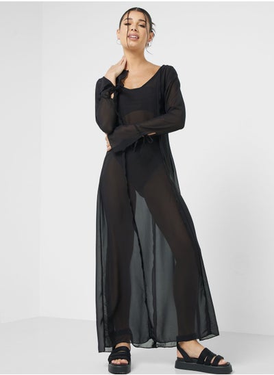 اشتري V Neck Sheer Maxi Dress في الامارات