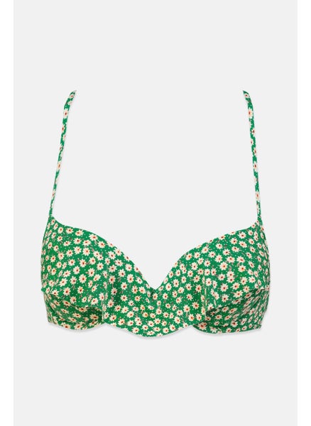 Buy Women Padded Underwired Floral Print Bikini Top, Green Combo in Saudi Arabia