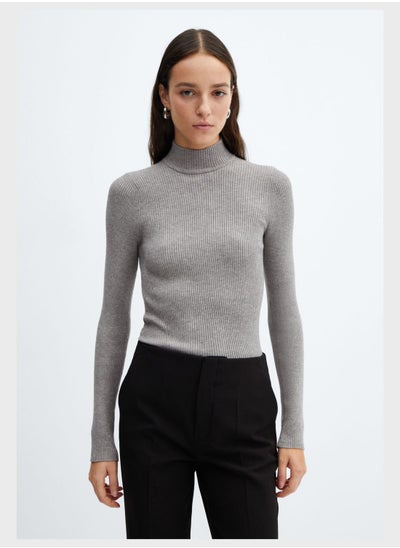 Buy High Neck Ribbed Sweater in Saudi Arabia