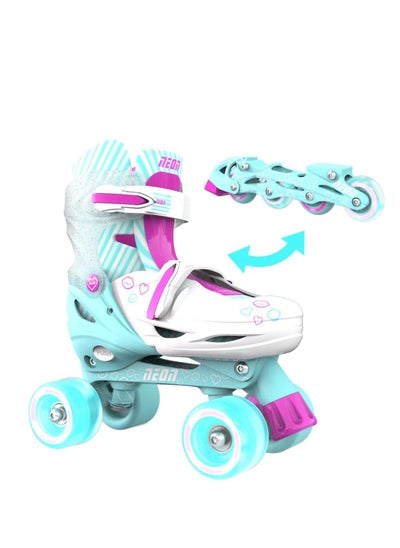 Buy Neon 2-1 Quad and Inline Skates for 3-6 Years Old with LED Wheels in UAE