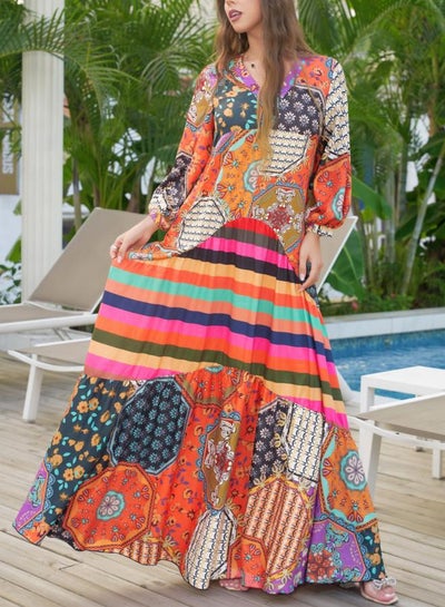 Buy Fordeal colorful vintage dress in Saudi Arabia