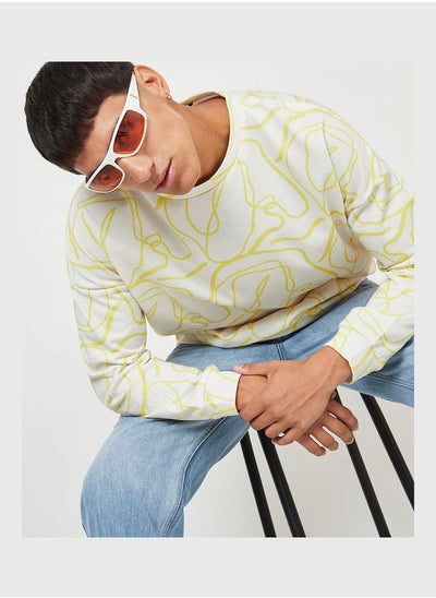 Buy All Over Print Boxy Fit Sweatshirt in Saudi Arabia