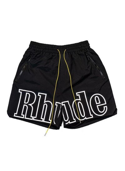 Buy RHUDE Letter 3M Reflective Shorts Unisex Casual Beachwear Black in UAE