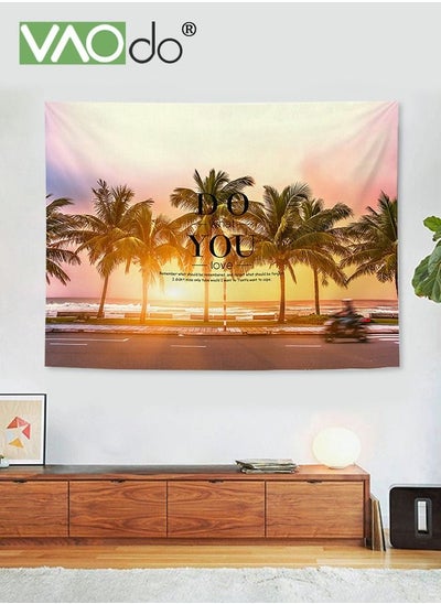 Buy Hawaiian Sunset Tapestry Short Plush Simple Home Decoration Wall Hanging Hot Natural Scenery Live Broadcast Photo Background Free Installation Package 150 * 130CM in UAE