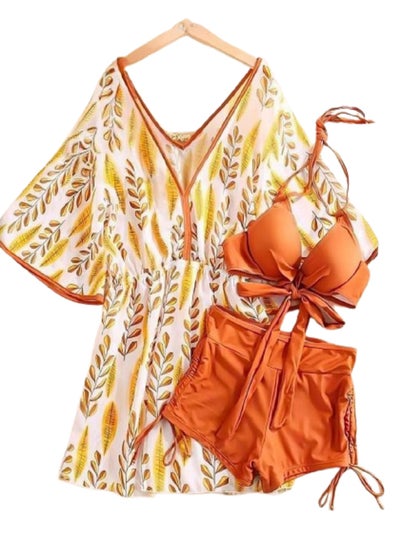 Buy women's 3 pieces bikini set with floral cover in Egypt