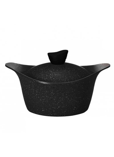 اشتري Lahoya Granite Pot With Lid 24 cm Black Color في السعودية