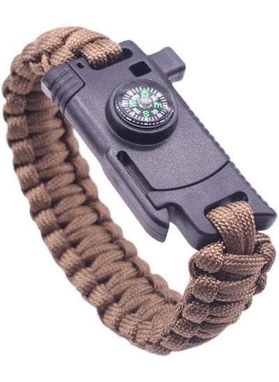 اشتري 5 In 1 Multipurpose Professional Survival Bracelet Compass Flint Whistle with Fire Stone, Loud Whistle في مصر