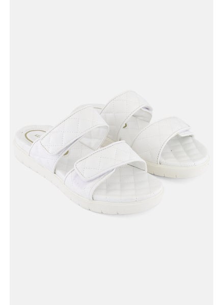 Buy Women Medium Reeves Quilted 2 Band Slipper, White in UAE