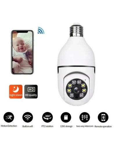 Buy Wireless WIFI Bulb Mini Camera LED Night Vision CCTV Security Camera in UAE