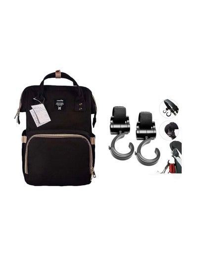 Buy Pikkaboo-Anello Diaper Bag-Black With Hooks in UAE