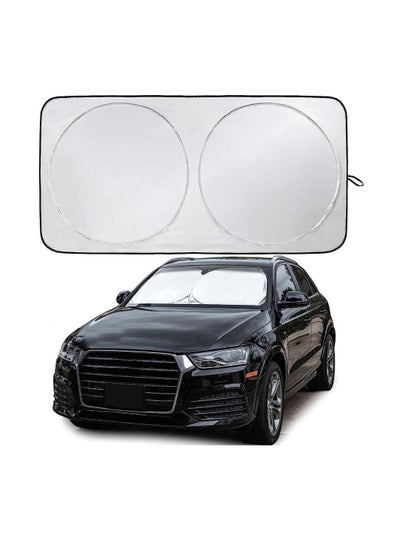 Buy Round Foldable Car Windshield Sunshade Front Windshield Reflective Protector Top Blocks UV Rays And Sun Heat Protection Keeps Vehicle Cooler During Hot Sunny Days 150X70CM in UAE