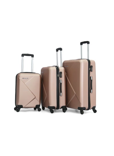 Buy Giordano Luggage Bags Hardside Spinners Trolley 3 PCS Set,Rose Gold in Saudi Arabia