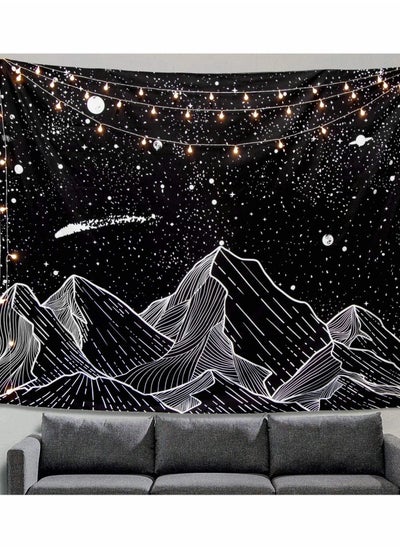 Buy Mountain Moon Tapestry Wall Hanging, Black and White Nature Starry Night Sky Stars Tapestry with Meteor and Galaxy Bedroom Home Wall Decor Printed Tapestry (50 Inch x 60 Inch) in UAE