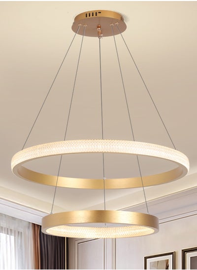 Buy Ring Chandelier Bedroom LED Modern Gold 2 Ring LED Chandelier Light Suitable for Dining Room and Living Room,Acrylic Adjustable Color Temperature Chandelier Lamp in UAE