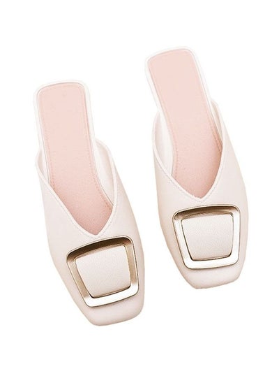 Buy Ladies Fashion Square Buckle Baotou Slippers Outdoor or Indoor Flat Heel Slipper Sandals in UAE