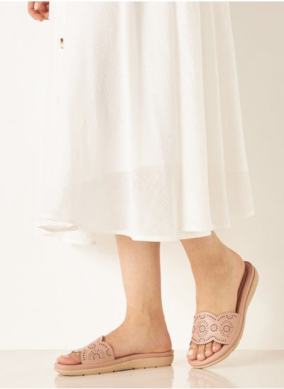 اشتري Womens Cutwork Slip On Slide Sandals في الامارات