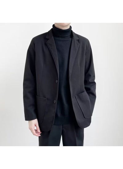 Buy Casual suit mens youth Korean-style trendy ruoshuai small suit top Hong Kong-style trendy brand light business single-West CoatBlack Black in UAE