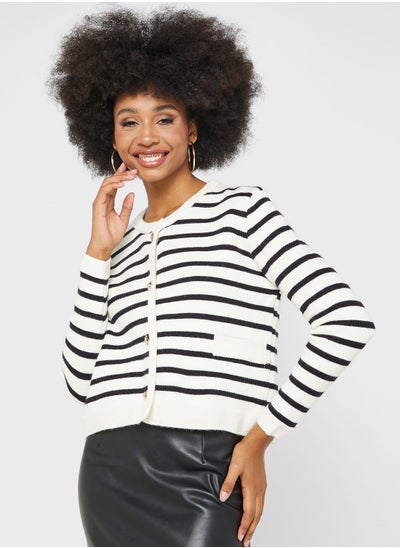 Buy Striped Button Cardigan in Saudi Arabia