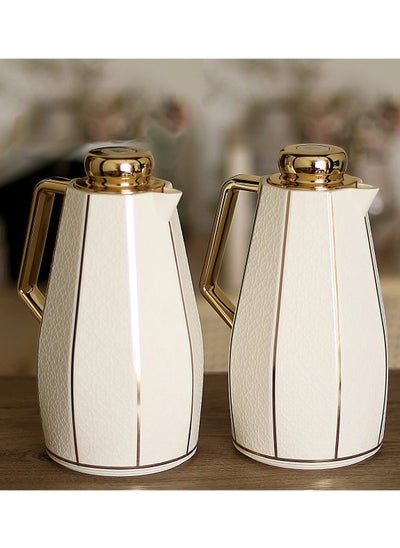 Buy Deva thermos set for tea and coffee from Al Saif, Pearl/golden in Saudi Arabia