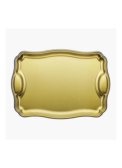 Buy Doratta 49x34cm Rectangular Stainless Steel Tray in Matte Golden Finish in UAE