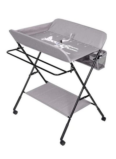 اشتري Portable Foldable Baby Diaper Changing Table With Wheels, Mobile Nursery Organizer For Newborn Essentials - Grey في الامارات