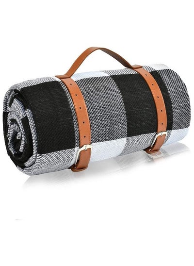 Buy Picnic Blanket,Portable Foldable 150*200cm Waterproof Picnic Blanket with Carry Strap Outdoor,Large Beach Mat Picnicware for Outdoor Travel Camping Hiking (Black) in Saudi Arabia