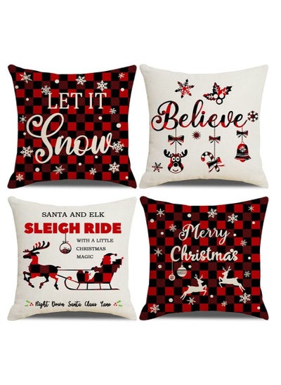 Buy 4Pcs christmas pillow case pillow cover cushion cover for home decor 45*45cm in UAE