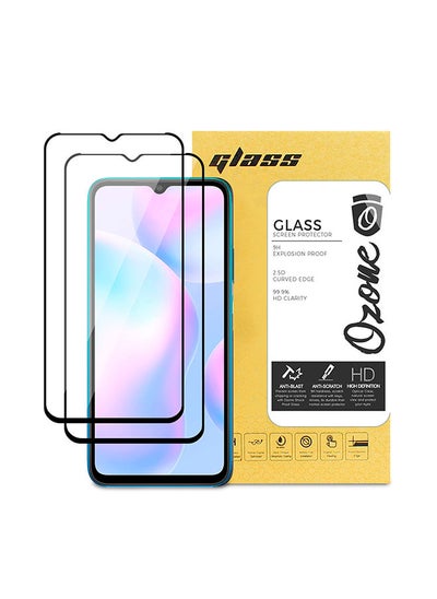 Buy Tempered Glass Screen Protector Compatible With Redmi 9A 4G 9H Hardness Full HD Coverage Touch Sensitive Screen Guard (Pack of 2) - Black in UAE