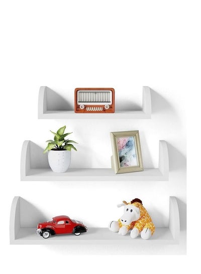 Buy Wooden wall organizer for home decor, set of 3 (white) in Egypt