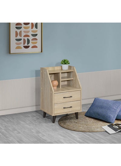 Buy Oasis 2-Drawer Nightstand With Open Shelf Storage 63.1x39.2x34.6 cm in UAE