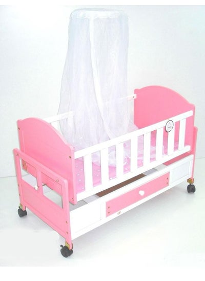 Buy Wooden Baby Cot with Wardrobe and Mosquito Net in Saudi Arabia