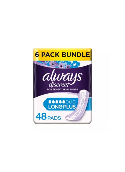 اشتري Always Discreet Incontinence Pads Plus Long Plus - 48 pads (6 pack bundle) في الامارات