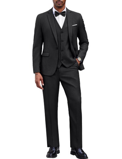 grey dress pants and vest Men's 3PC Light Blue/Grey Suit Up To 6XL (Pants, Vest, Jacket) main image 1