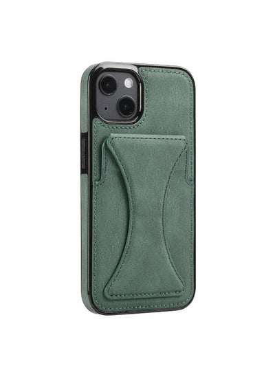 Buy Luxury Leather Card Wallet Holder Phone Cover iPhone 13 Green in UAE