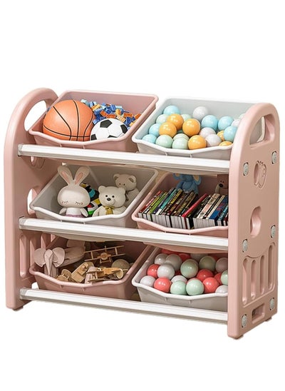 Buy Kids Toy Storage Organizer, Multi-Functional Nursery Organizer with 6 Bins, Child Furniture Cabinet for Playroom, Bedroom, Living Room (Pink) in Saudi Arabia