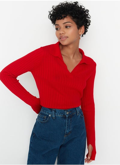 Buy Red Polo Neck Knitwear Sweater TWOAW21KZ1113 in Egypt