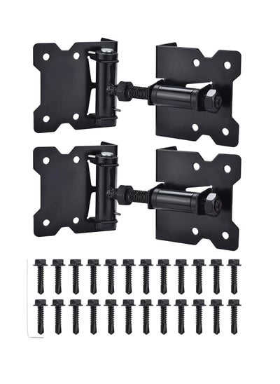 اشتري Self Closing Gate Hinges, Heavy Duty Hardware for Wooden/Vinyl/PVC Fences, 90 Degree Adjustable Hinges with Installation Screws and Swing Adjuster Tool, 2PCS, Black في السعودية