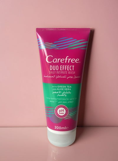 Buy Carefree Duo Effect Daily Intimate Wash With Green Tea And Aloe Vera 200 Ml in Egypt