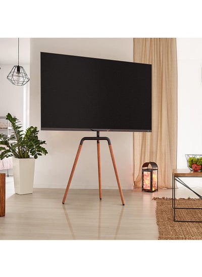 Buy Easel TV Stand for 45-65 Inch Screens, Portable Swivel Tripod TV Stand with Wooden Tray, Height Adjustable, Concealed Cable Management, Max Load 40Kg in Saudi Arabia