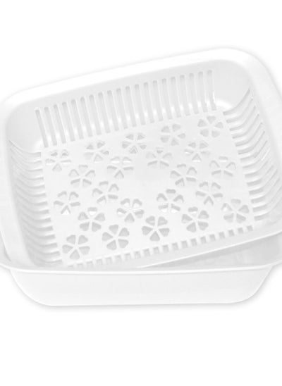 اشتري GAB Plastic, Rectangular Colander, Kitchen Drain Colander, Food Strainer, Kitchen and Cooking Accessory,  Cleaning, Washing and Draining Fruits and Vegetables, Made from BPA-free Plastic في الامارات