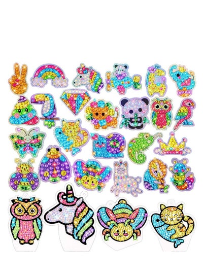 Buy Gem Diamond Painting Kit for Kids, 24 Pieces DIY Diamond Painting Stickers, 4 Suncatchers and DIY Painting Tools to Create Your Own Diamond Stickers Cute Art Crafts for Girls Boys in UAE