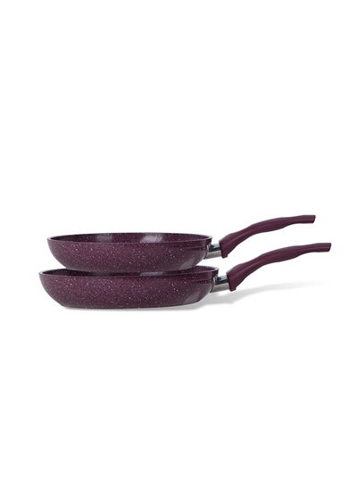 Buy 2 pieces Top Chef granite frying pan set (20-22-26) Burgundy in Egypt