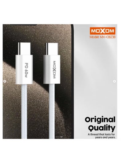 Buy MX-CB238 PD 60W Original Fast Data Cable Type-C to Type-C moxom in Egypt