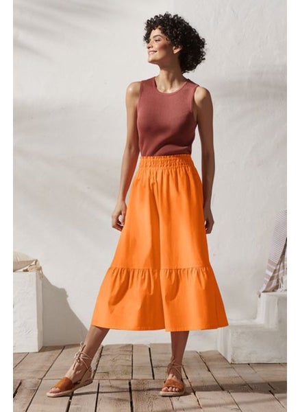 اشتري Women Solid Midi Skirt, Orange في الامارات